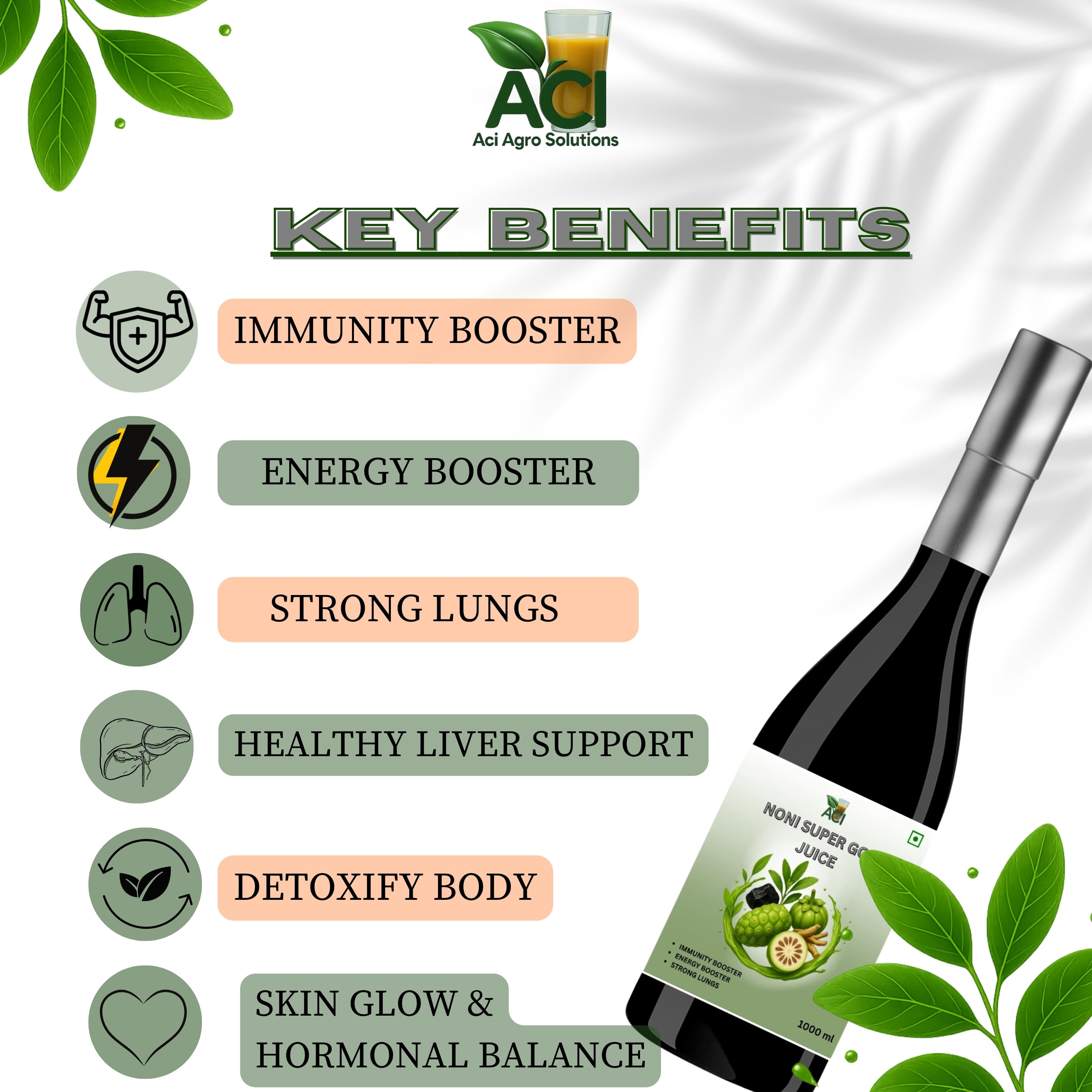Noni Super Gold Juice - Premium Ayurvedic Blend for Blood Sugar & Metabolic Health (1000ml, Combo Offer) Aci Agro Solution thumbnail 3