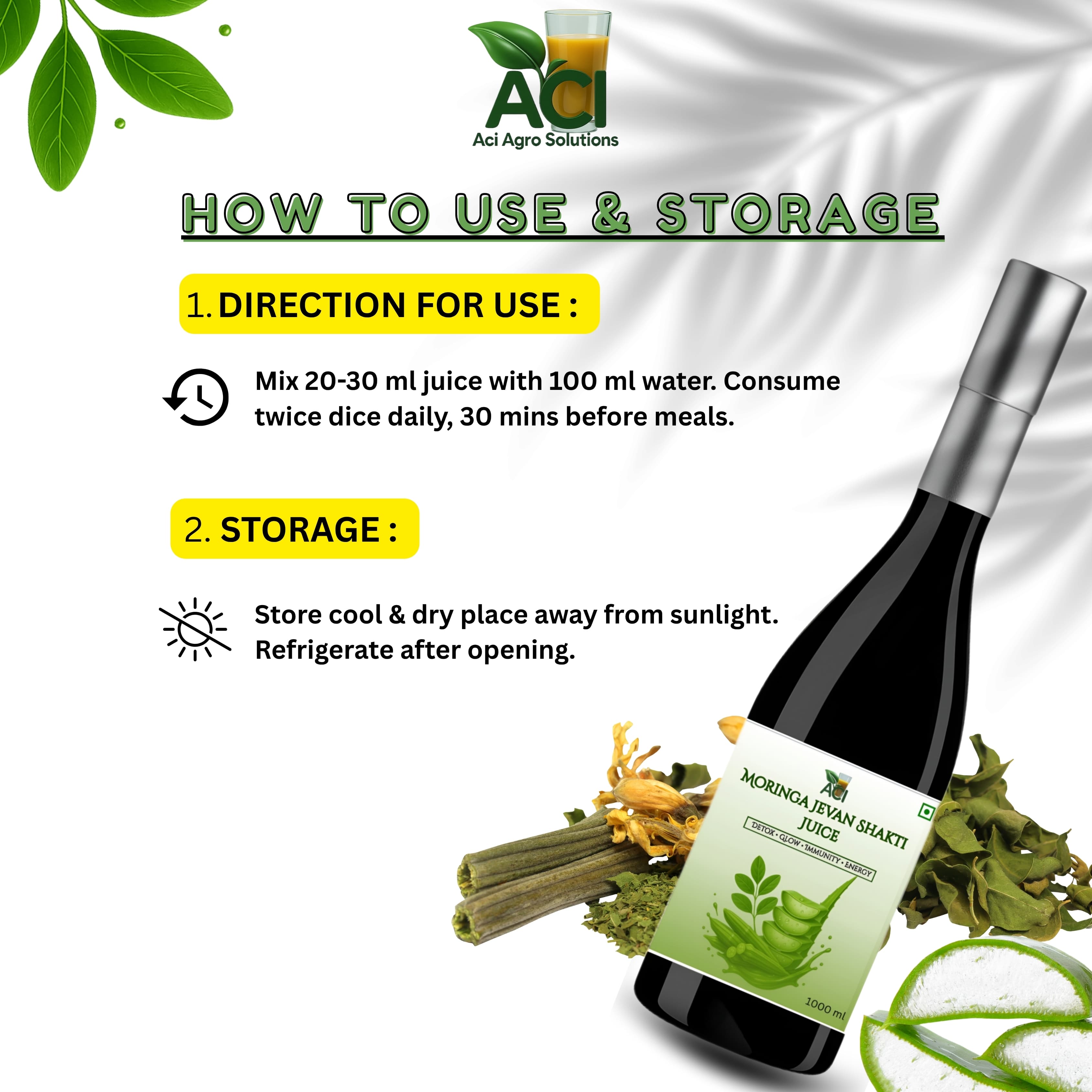 • Moringa Jevan Shakti Juice - Ultimate Daily Vitality & Energy Booster (1000ml, Combo Offer) Aci Agro Solution thumbnail 4