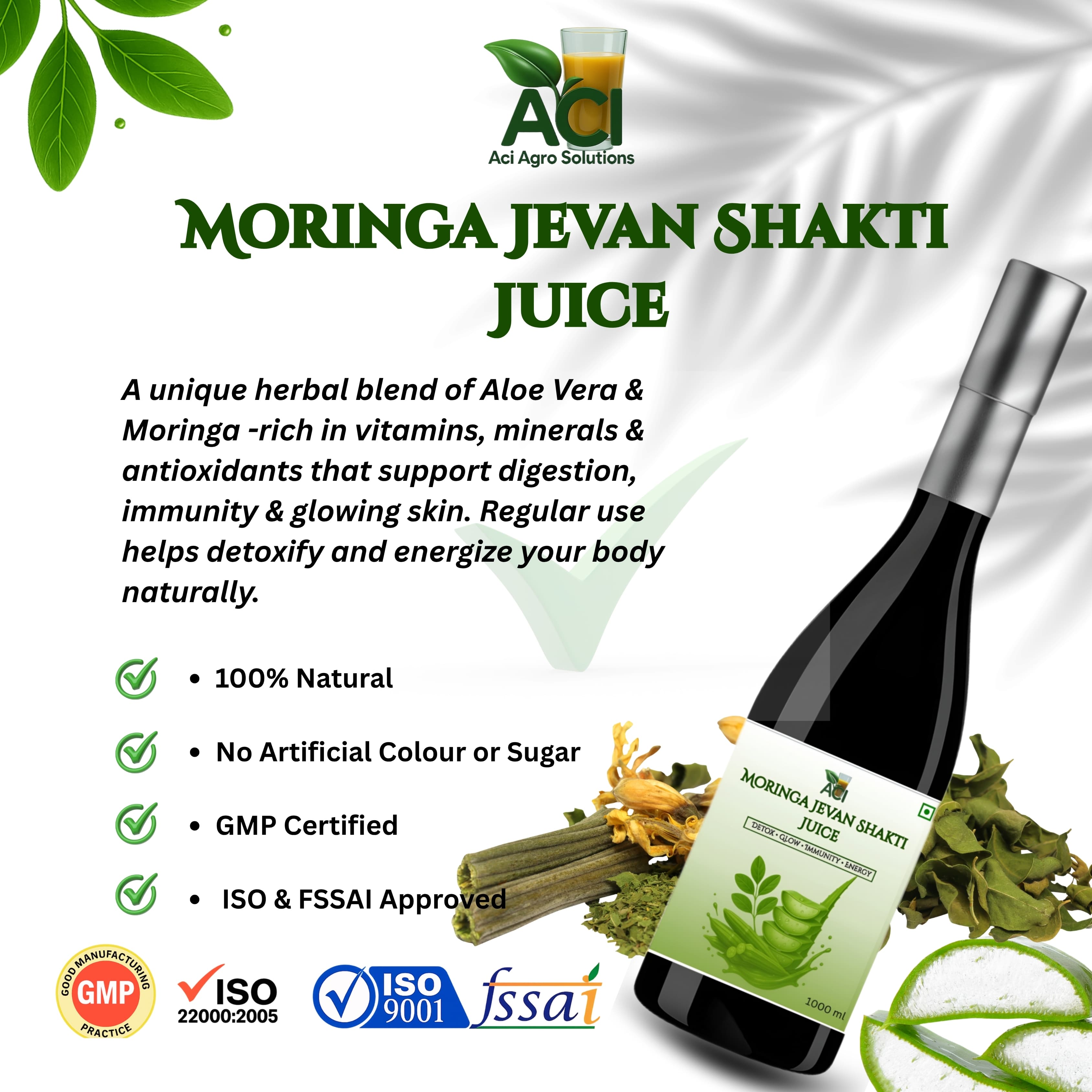 • Moringa Jevan Shakti Juice - Ultimate Daily Vitality & Energy Booster (1000ml, Combo Offer) Aci Agro Solution thumbnail 5