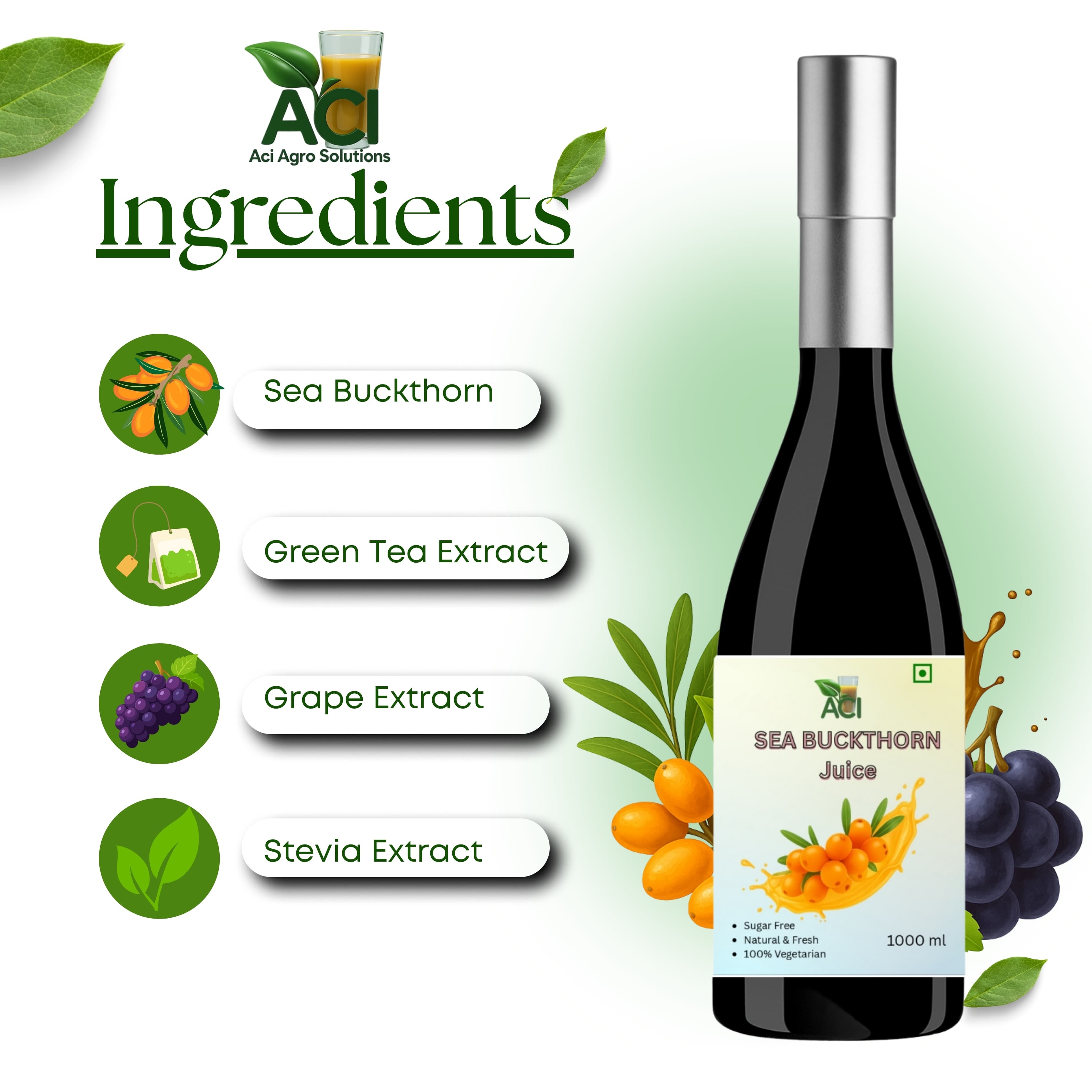 Sea Buckthorn Juice - Pure Omega Rich Himalayan Superfruit Extract (1000ml, Combo Offer) Aci Agro Solution thumbnail 2