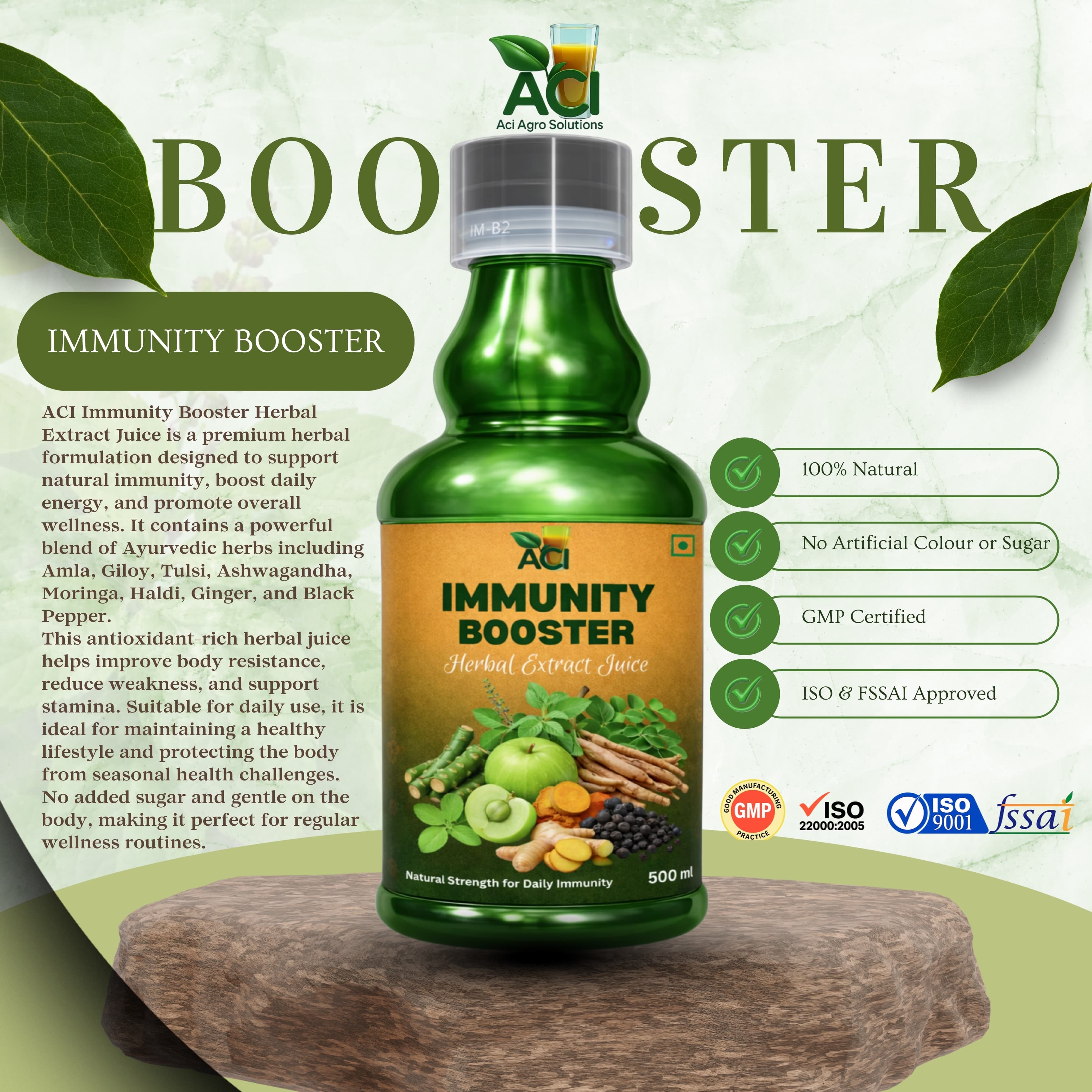 Immunity Booster Juice - Premium Ayurvedic Formula for Cold, Cough & Daily Defense (500ml & 1 L) Aci Agro Solution thumbnail 5