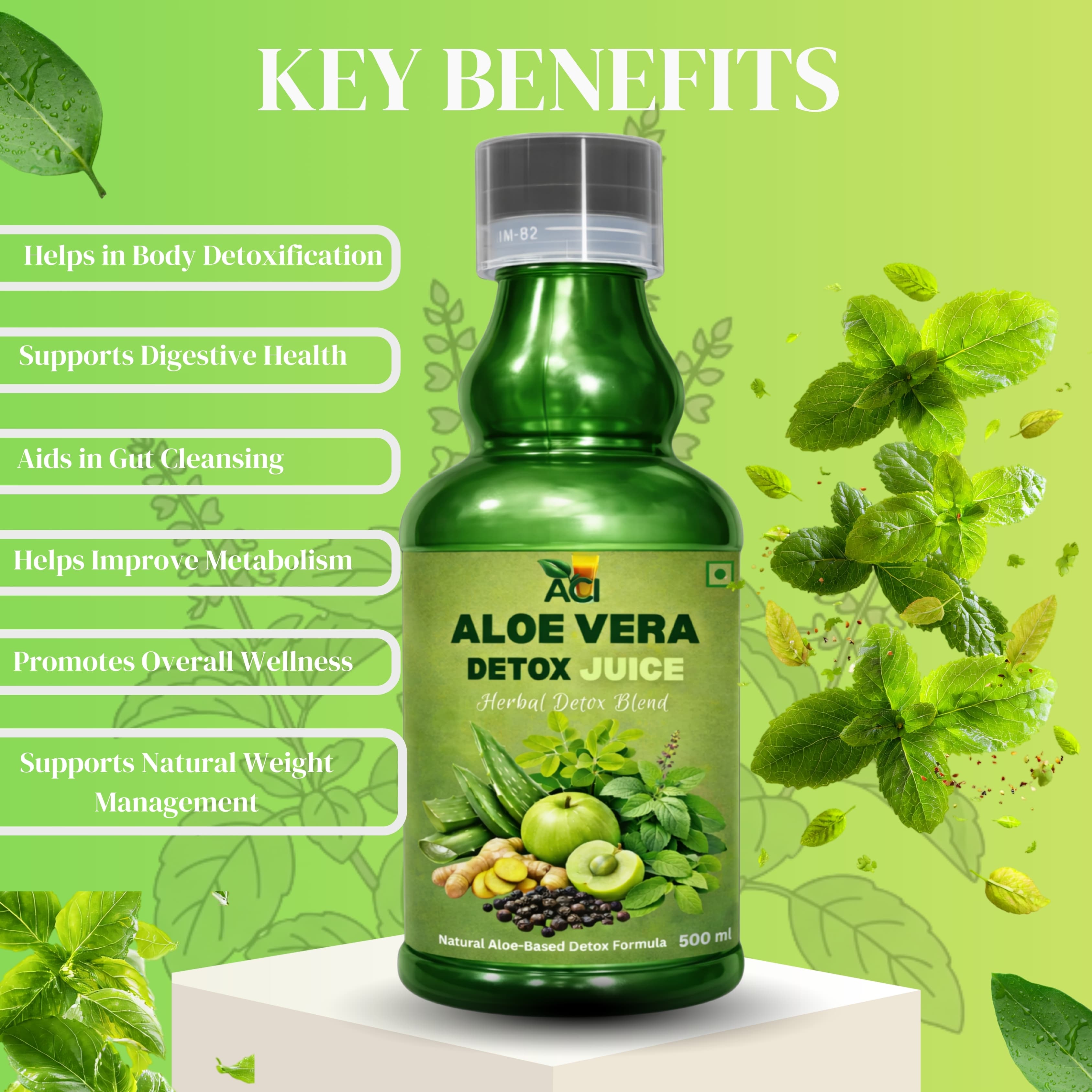 Aloe Vera Detox Juice - Natural Cleansing Formula for Skin Glow & Body Flush (500ml 1 L) Aci Agro Solution thumbnail 3