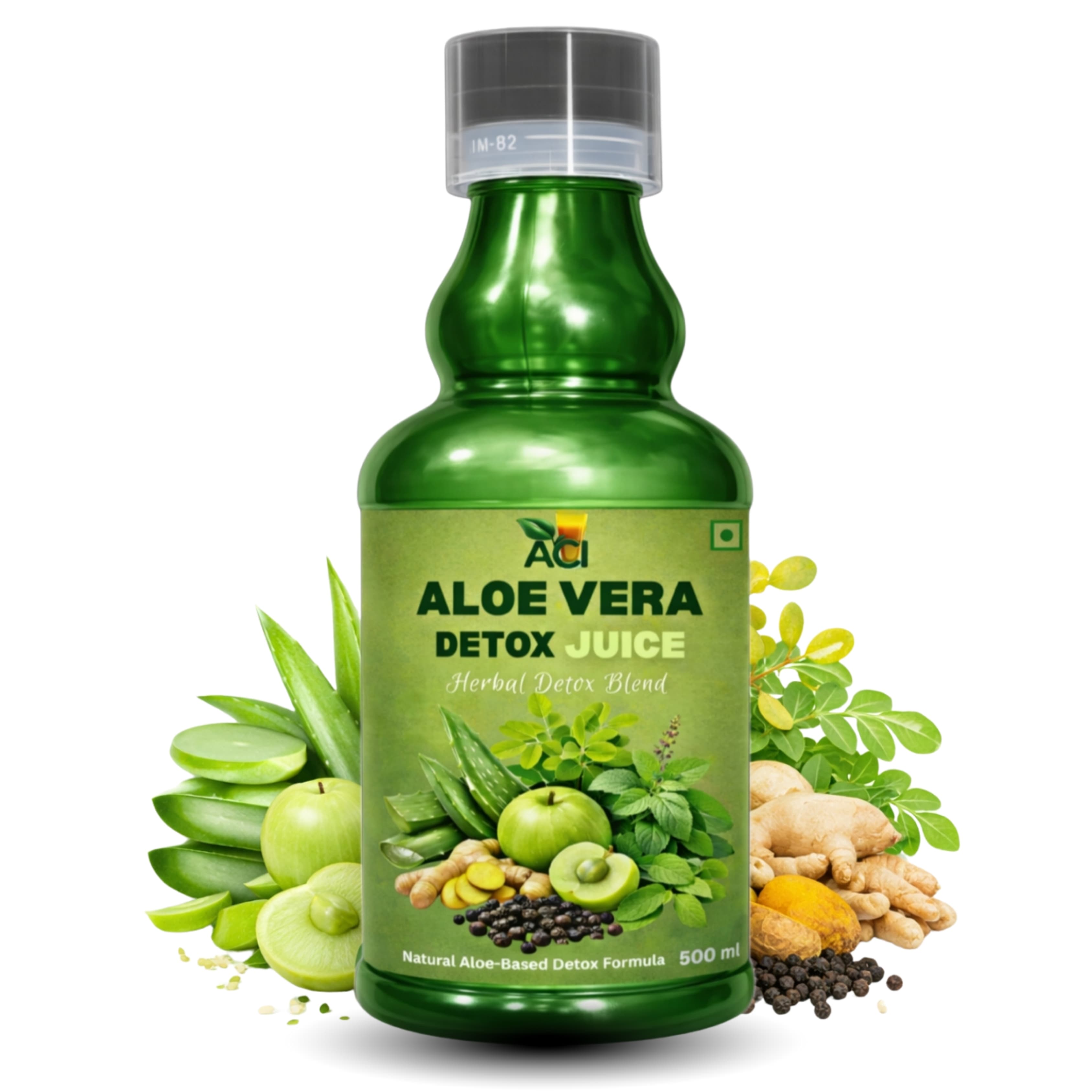 Aloe Vera Detox Juice - Natural Cleansing Formula for Skin Glow & Body Flush (500ml 1 L) Aci Agro Solution - Ayurvedic Herbal Medicine
