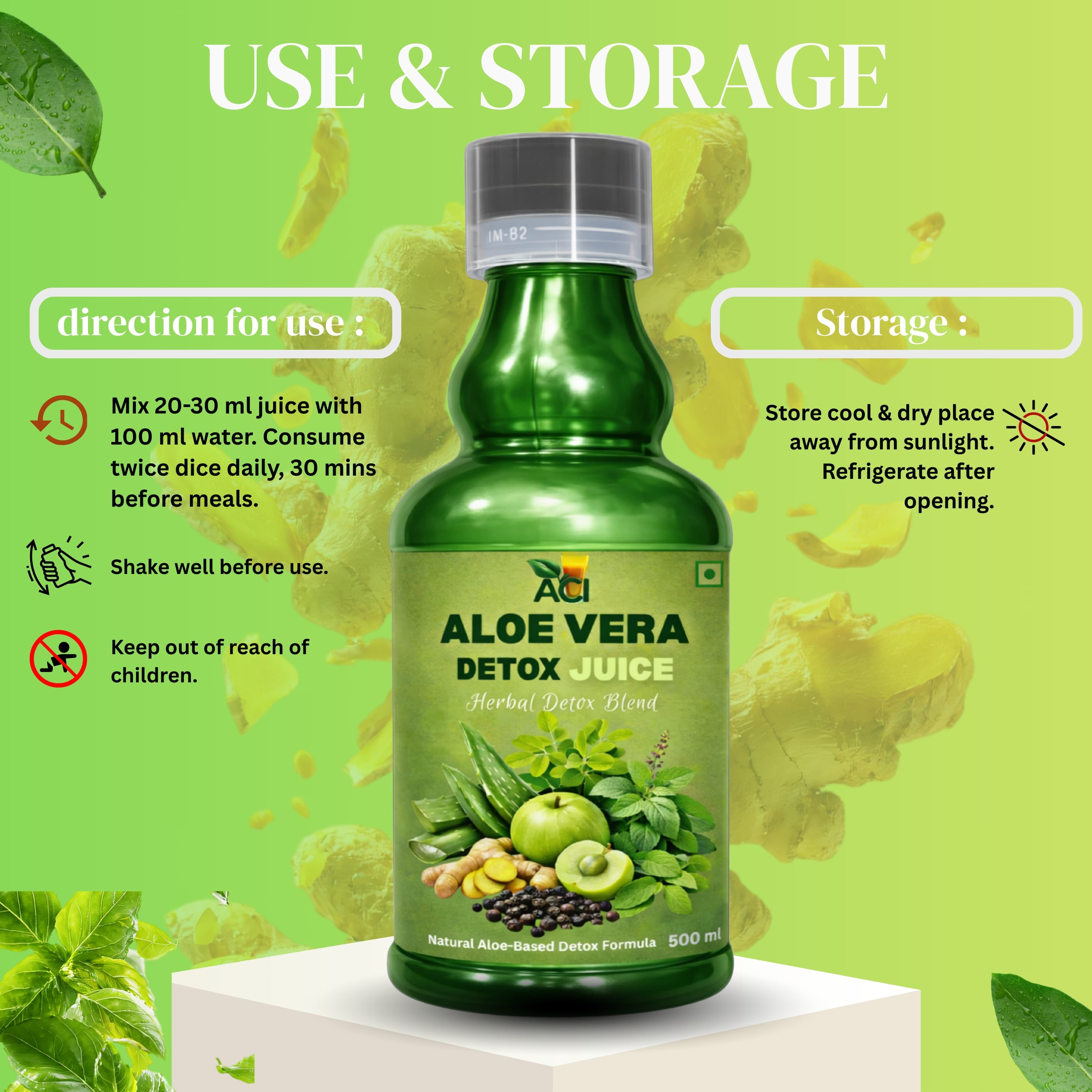 Aloe Vera Detox Juice - Natural Cleansing Formula for Skin Glow & Body Flush (500ml 1 L) Aci Agro Solution thumbnail 4