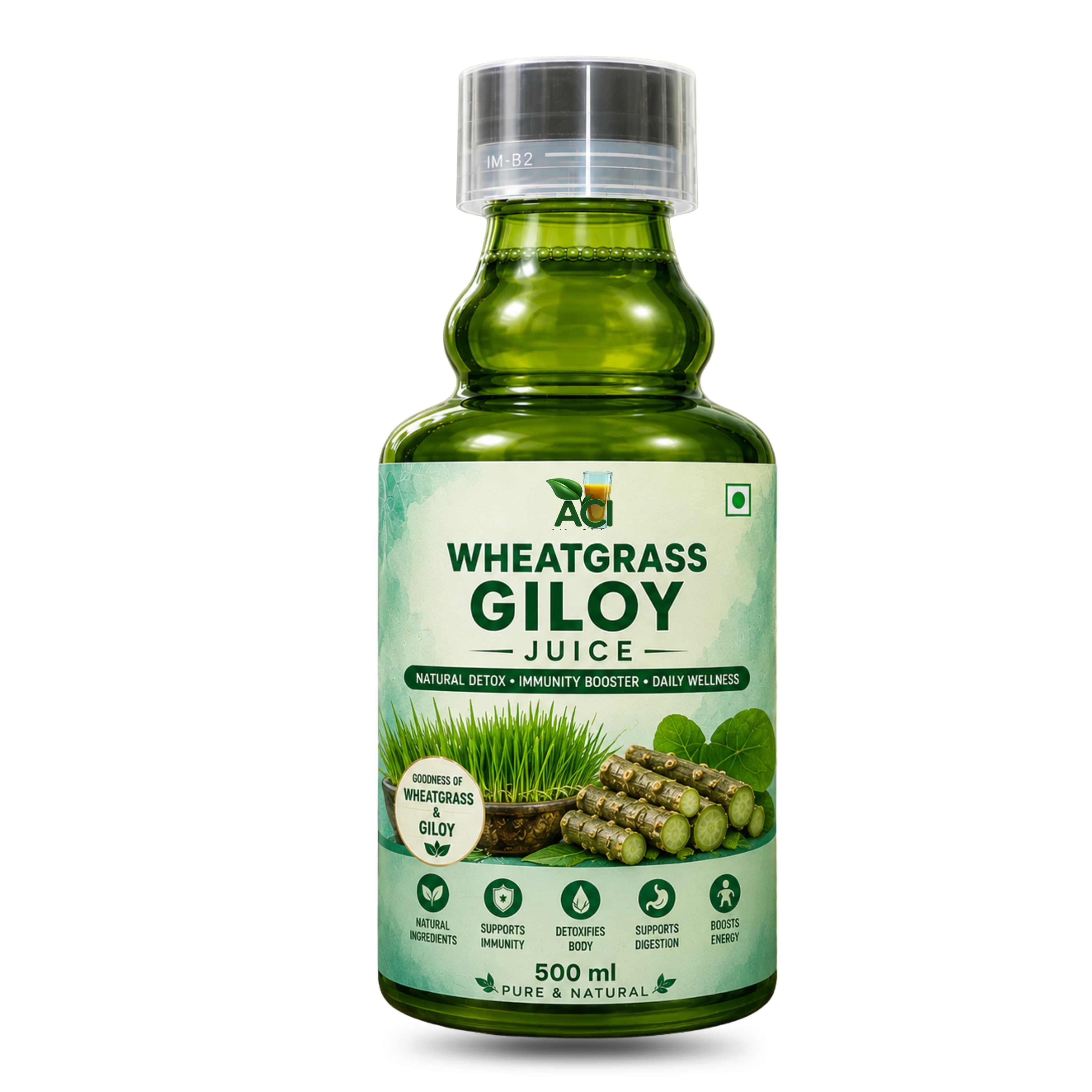 Wheatgrass Giloy Juice - Pure Herbal Detox & Energy Booster (500 ml & 1L) Aci Agro Solution - Ayurvedic Herbal Medicine