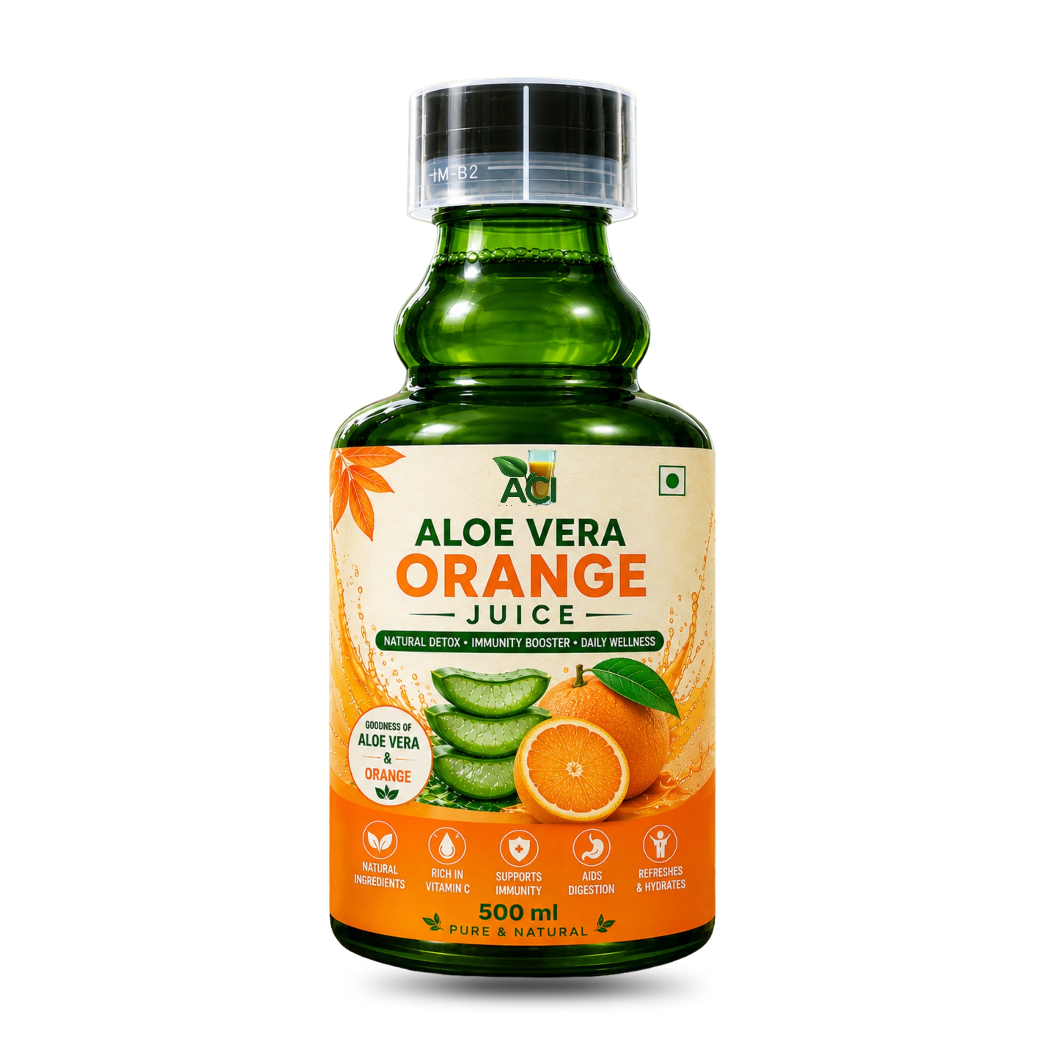 Aloe Vera Orange Juice - Natural Immunity Booster & Healthy Digestion Drink (500 ml & 1L) Aci Agro Solution - Ayurvedic Herbal Medicine
