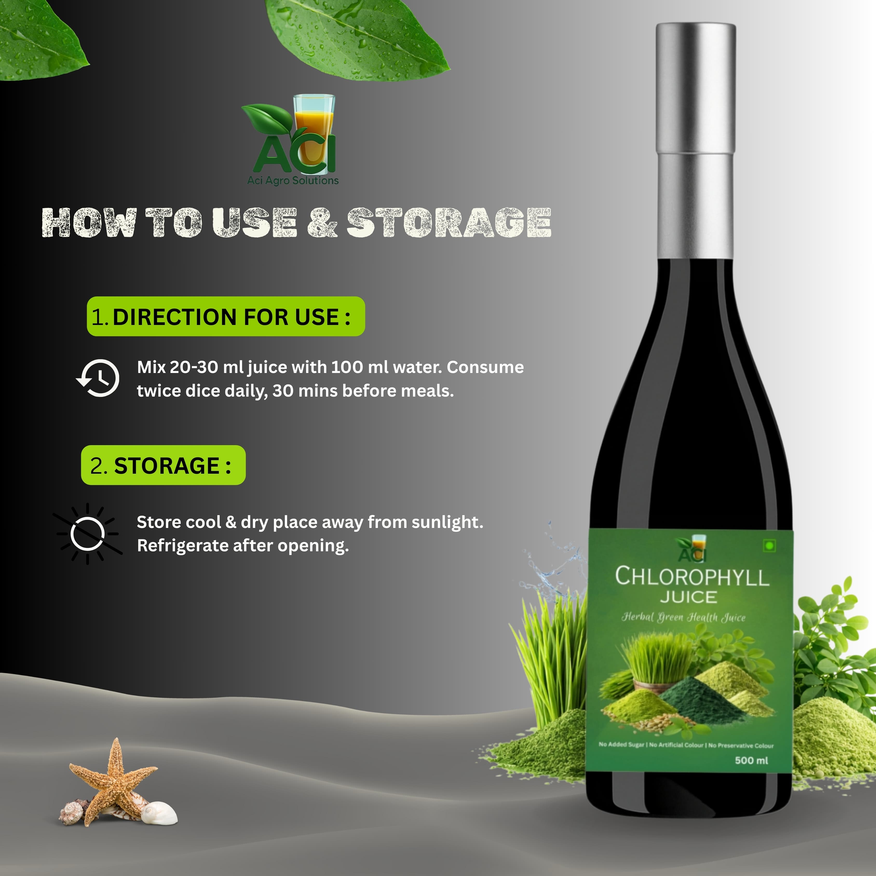 Chlorophyll Juice - Ultimate Alkaline Superfood for Internal Detox & Energy (500ml 1 L) Aci Agro Solution thumbnail 4