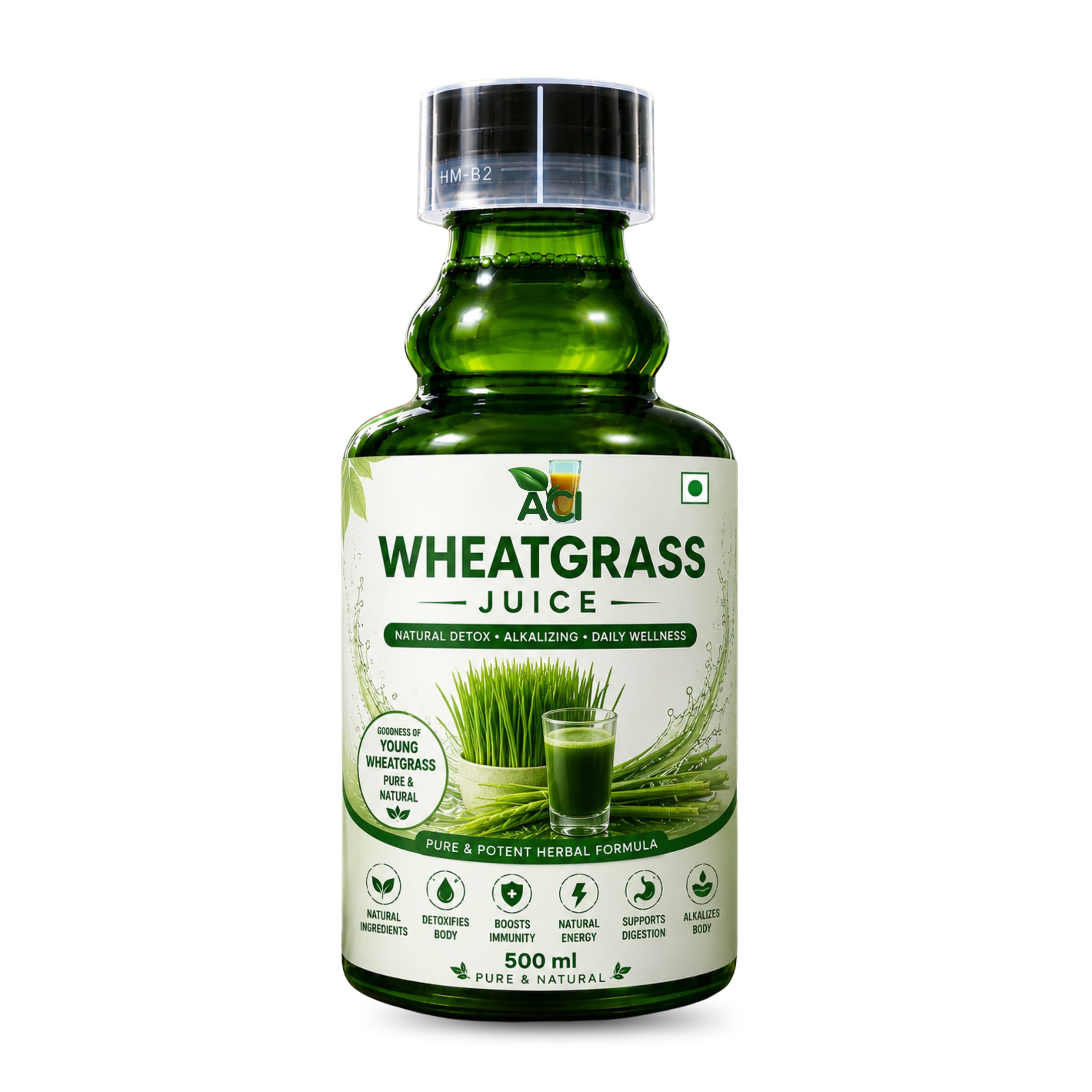 Wheatgrass Juice - Pure Organic Superfood Extract for Natural Cleansing & Immunity (500 ml & 1 L) Aci Agro Solution - Ayurvedic Herbal Medicine