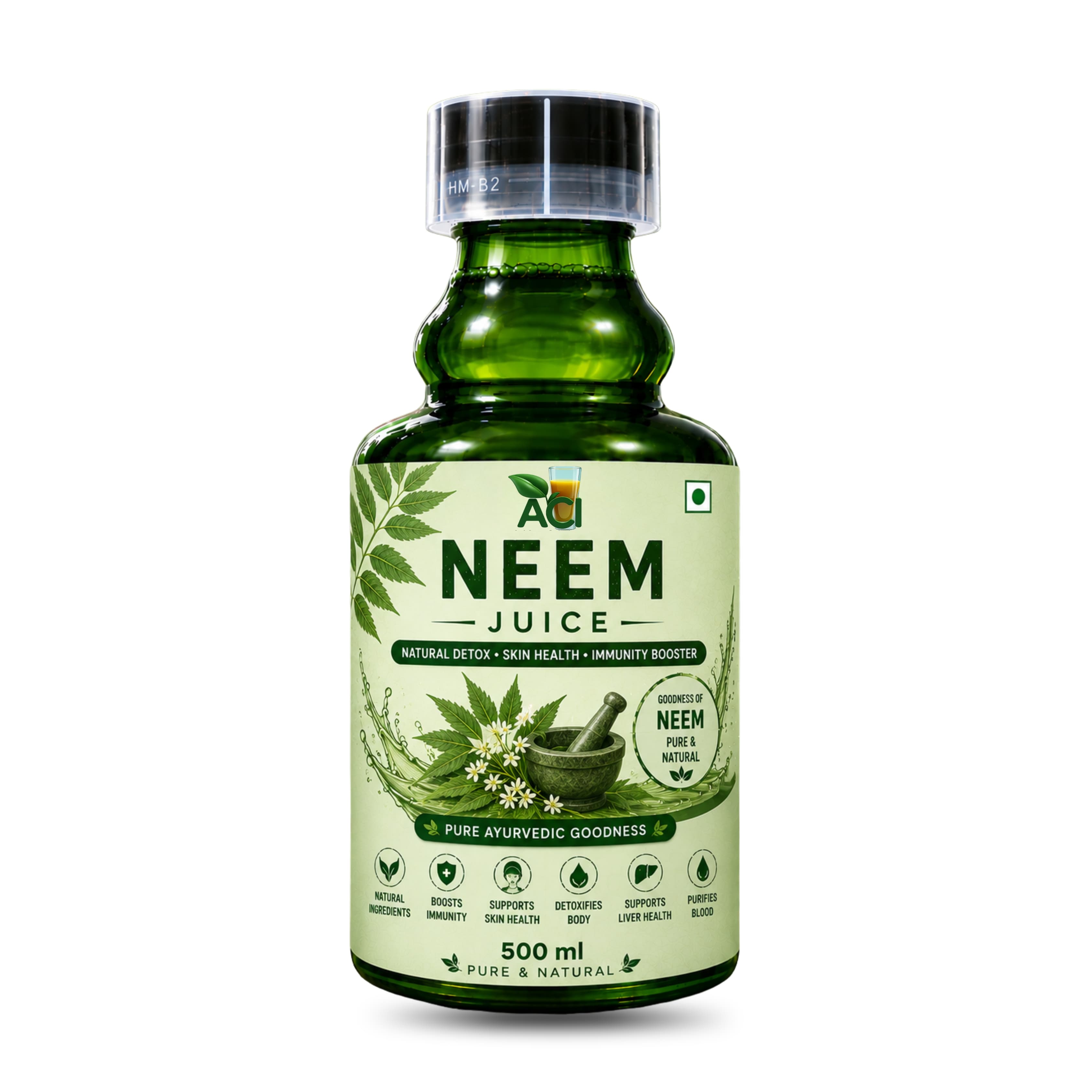 Neem Juice - Pure Blood Purifier for Acne-Free Skin & Blood Sugar Control (500ml & 1 L) Aci Agro Solution - Ayurvedic Herbal Medicine