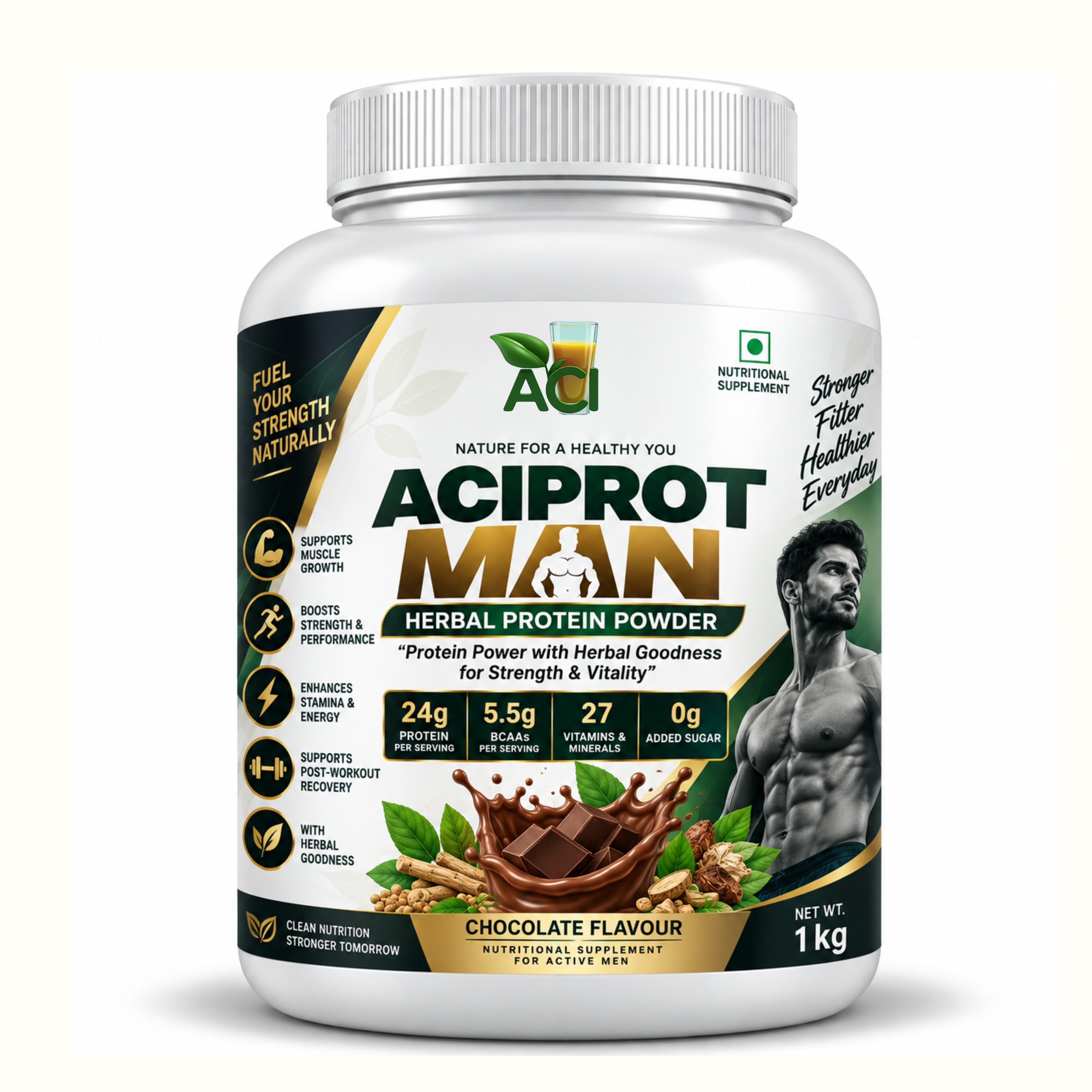 ACIPROT Man Herbal Protein Powder 500 g – Men's Nutrition Supplement ACI Agro Solution - Ayurvedic Herbal Medicine