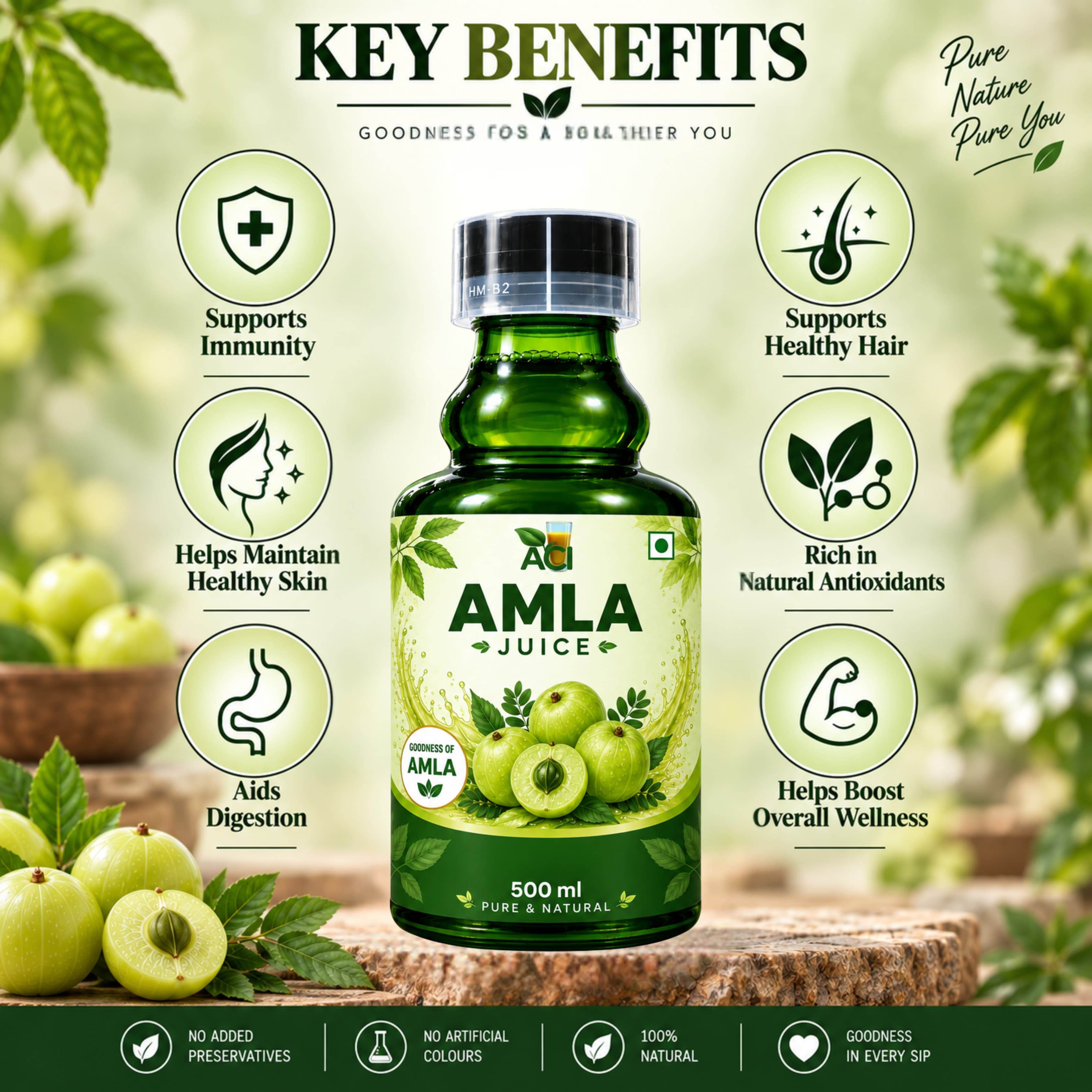 Amla Juice - Pure Vitamin C Booster for Natural Immunity, Hair & Skin (500 ml & 1L) Aci Agro Solution thumbnail 4