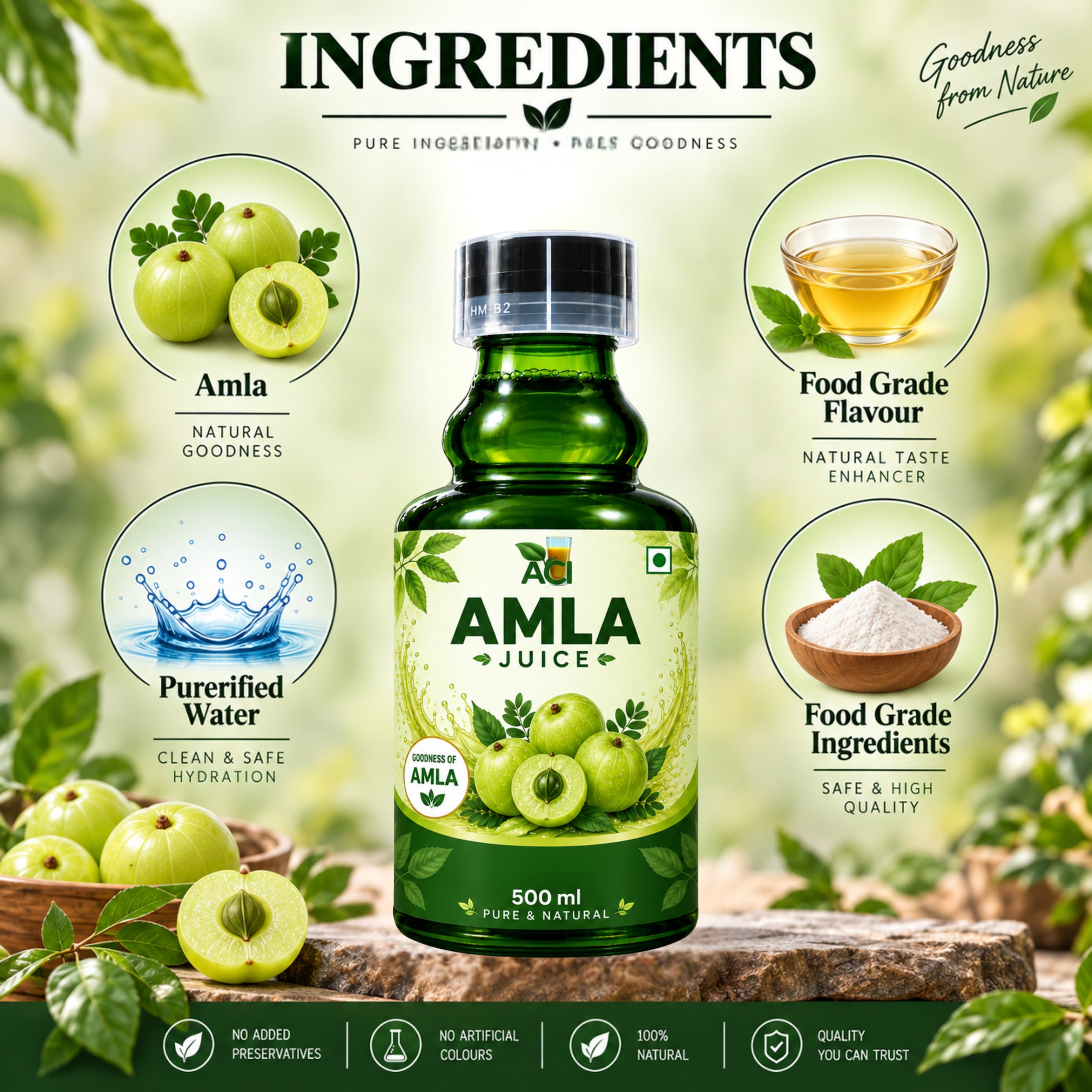 Amla Juice - Pure Vitamin C Booster for Natural Immunity, Hair & Skin (500 ml & 1L) Aci Agro Solution thumbnail 3