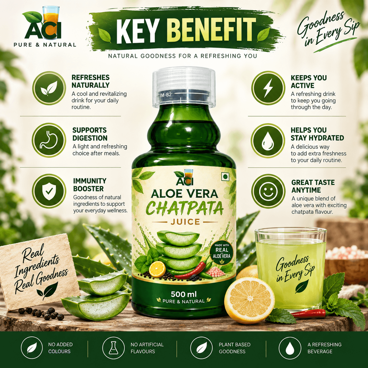 Aloe Vera Chatpata Juice - Digestive Health & Detox (500 ml &1L)Aci Agro Solution thumbnail 3