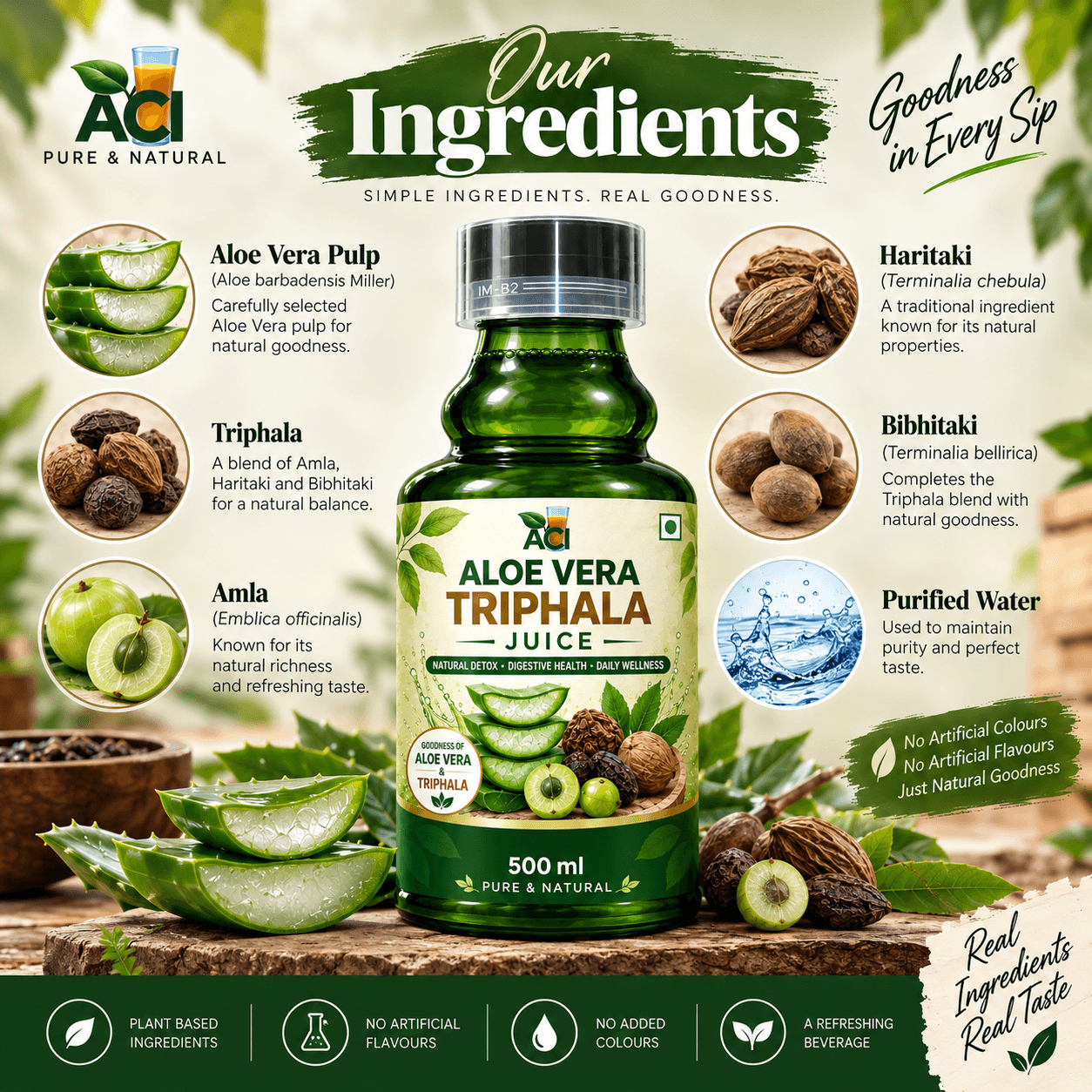 • Aloe Vera Triphala Juice - Complete Digestive Care & Gut Detox (500ml & 1L) Aci Agro Solution thumbnail 3
