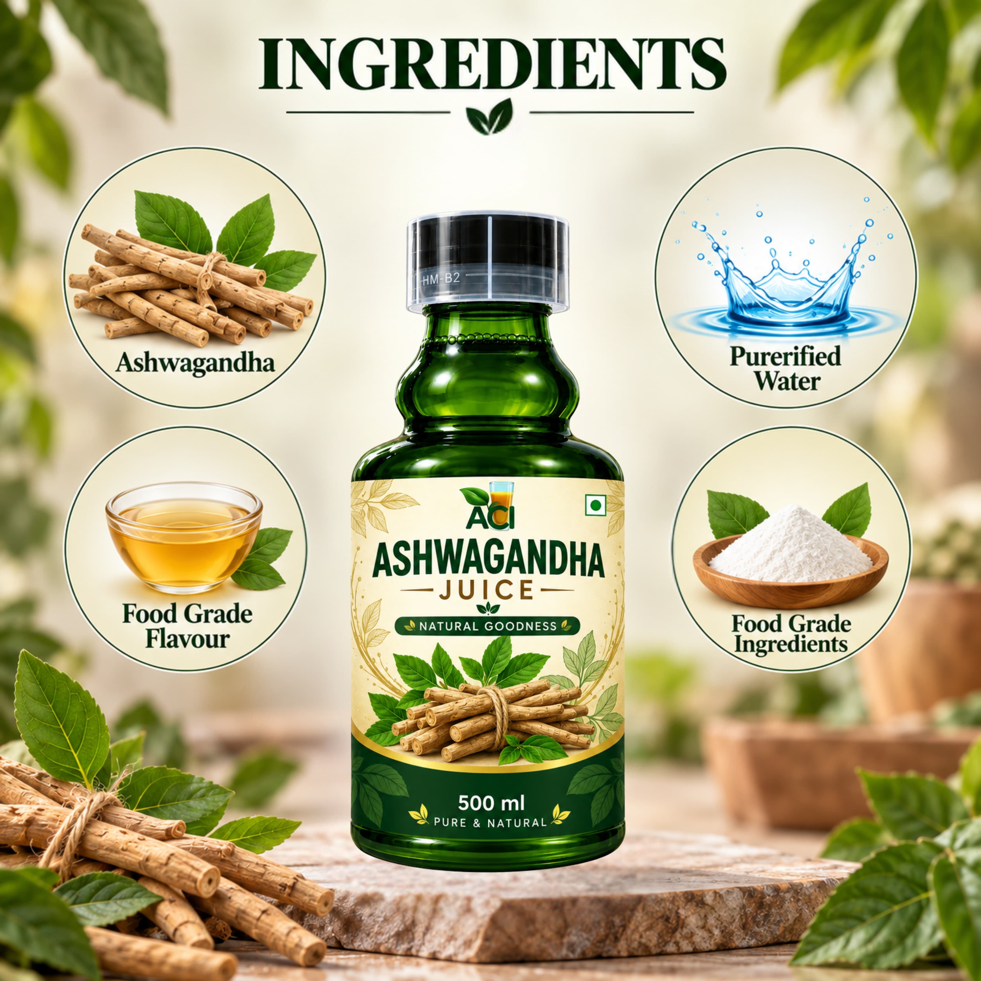 Ashwagandha Juice - Premium Ayurvedic Stress Relief & Strength Supplement (500ml & 1L) Aci Agro Solution thumbnail 2