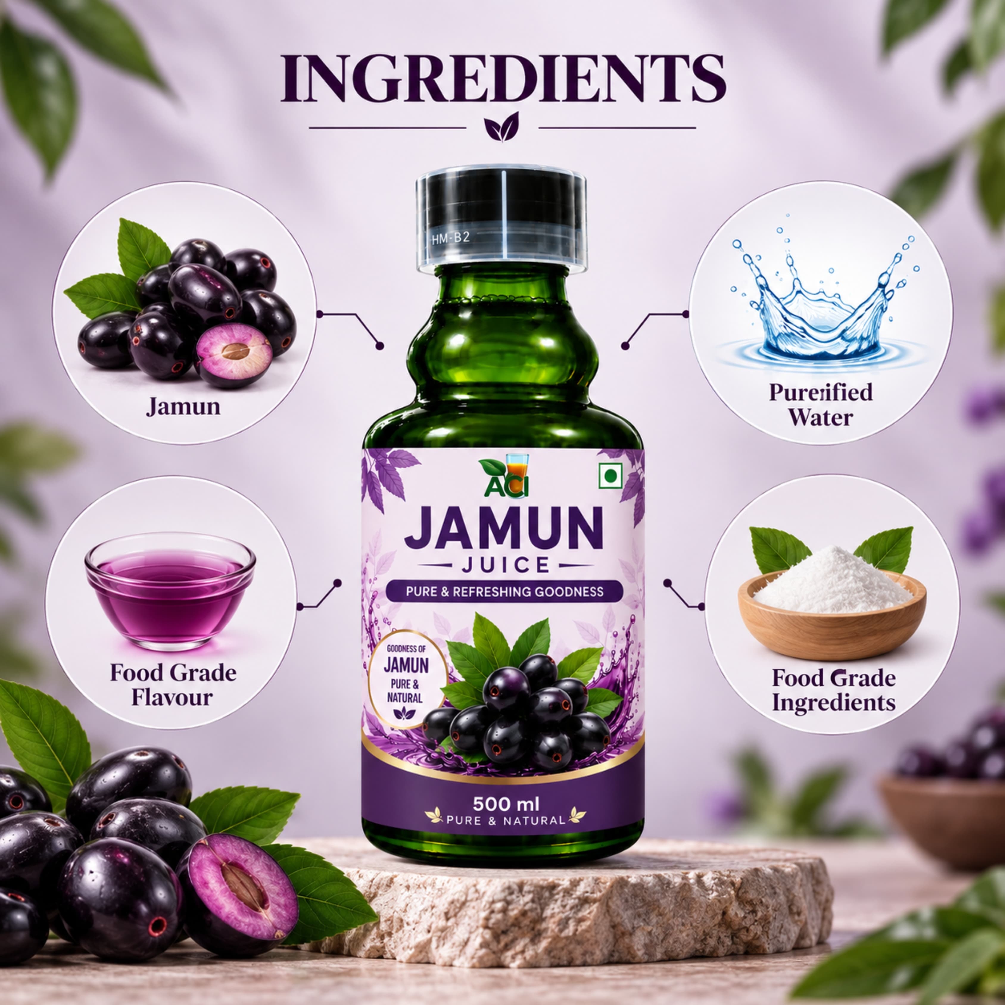 Jamun Juice - Pure Black Plum Extract for Healthy Blood Sugar Management (500 ml & 1L) Aci Agro Solution thumbnail 2