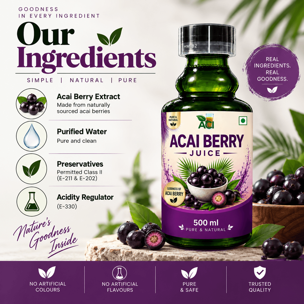 Acai Berry Juice - Premium Antioxidant Superfood for Anti-Aging & Energy (500ml & 1 L) Aci Agro Solution thumbnail 3