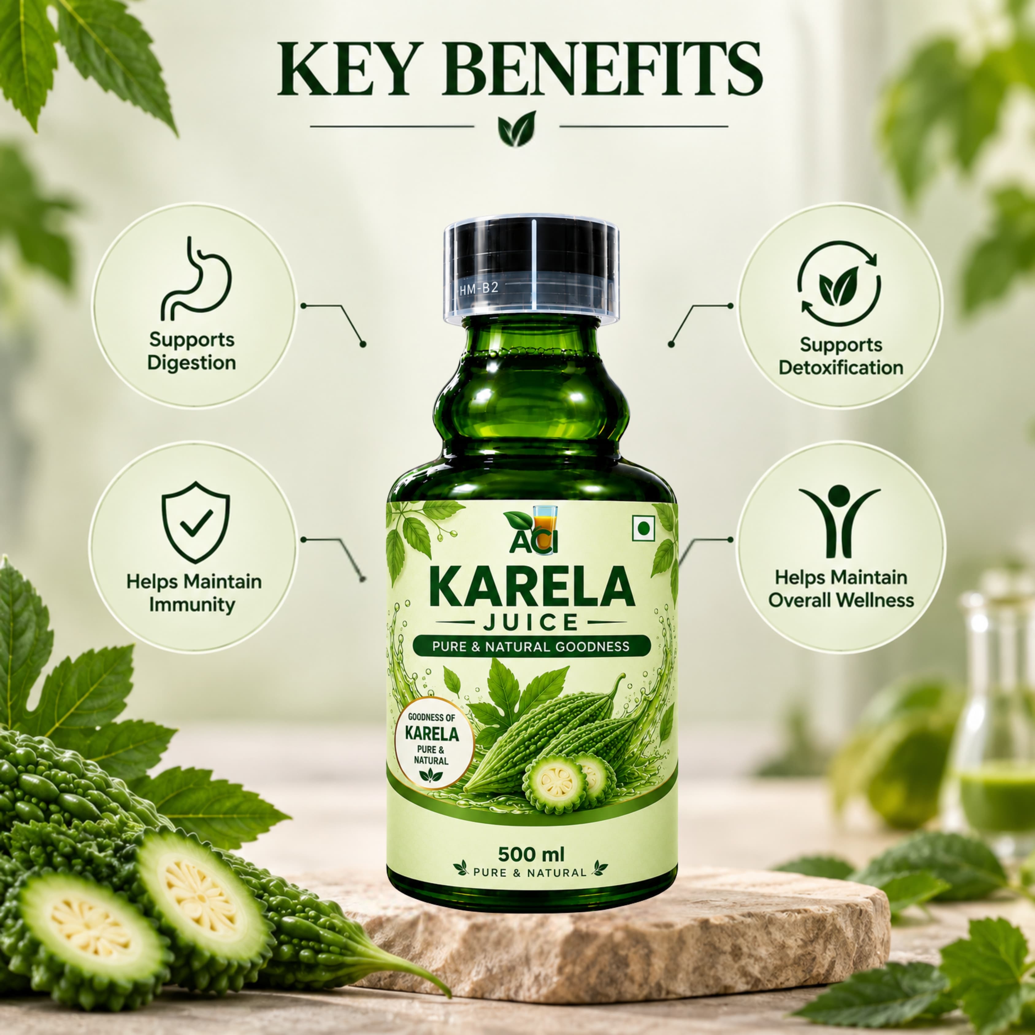 Karela Juice - Natural Bitter Gourd Formula for Healthy Blood Sugar Management (500 ml & 1L) Aci Agro Solution thumbnail 4