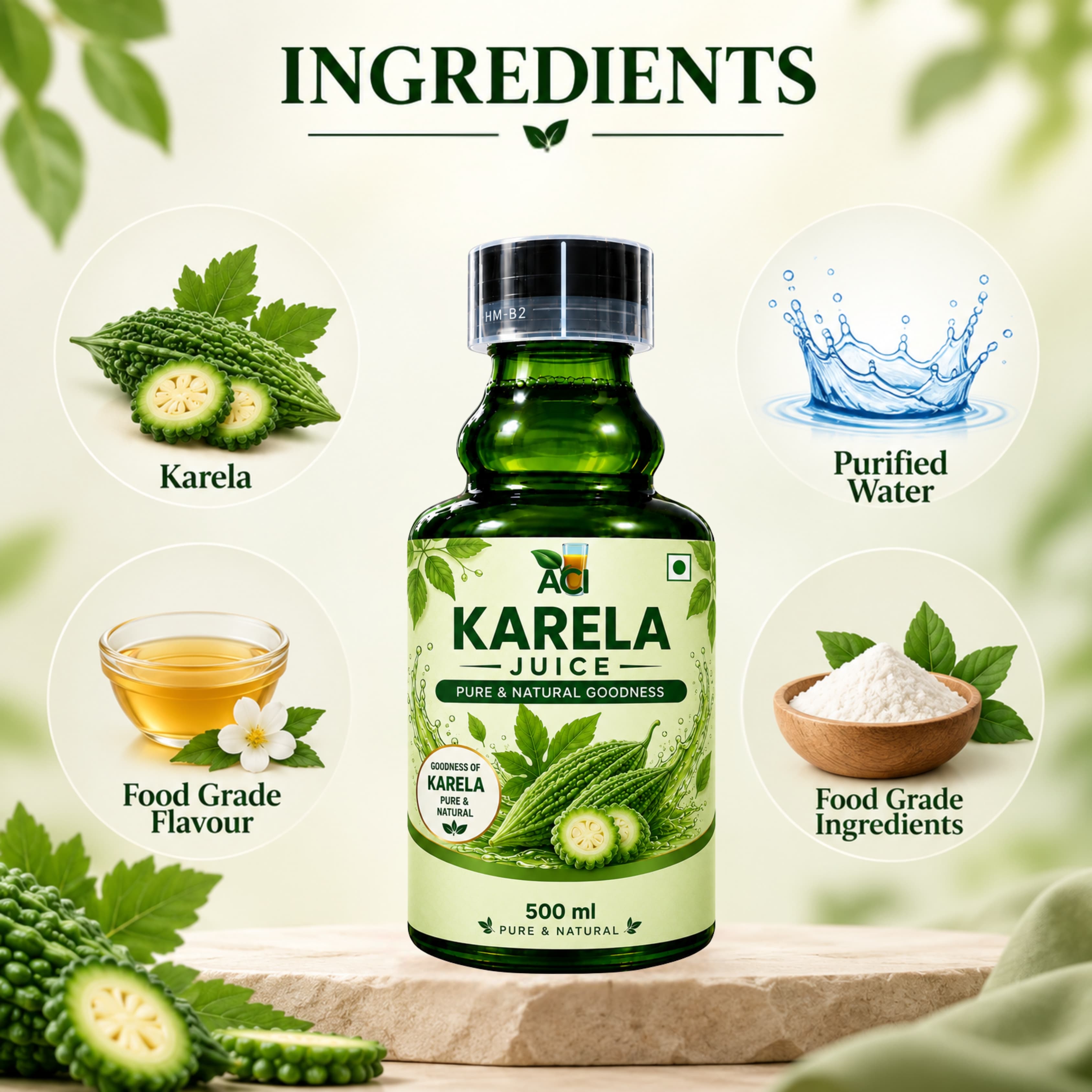 Karela Juice - Natural Bitter Gourd Formula for Healthy Blood Sugar Management (500 ml & 1L) Aci Agro Solution thumbnail 3