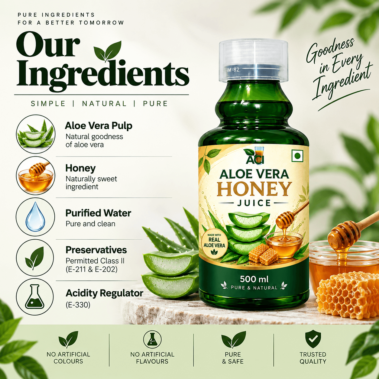 •  Aloe Vera Honey Juice - Pure Aloe & Honey Blend for Skin & Energy (500 ml & 1L) Aci Agro Solution thumbnail 3